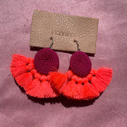 Crochet Disc Tassel Earrings