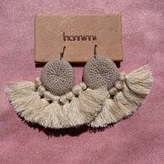 Crochet Disc Tassel Earrings